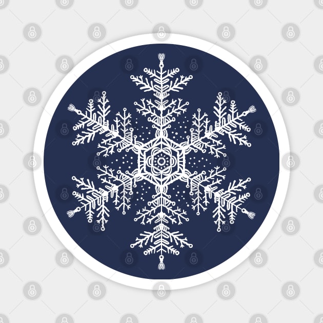 Christmas white snowflake illustration. Hand-drawn macrame snowflakes trendy illustration. Magnet by ChrisiMM